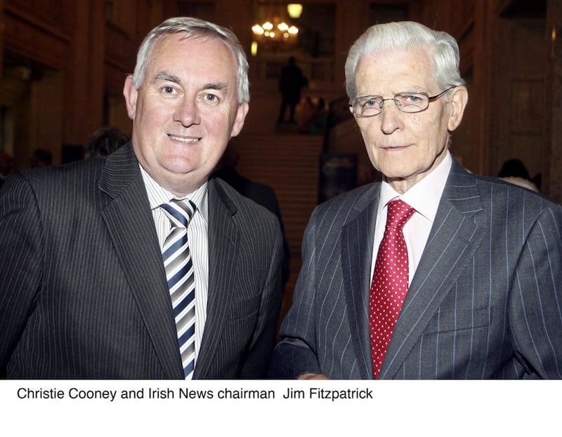 Christie Cooney and Irish News chairman Jim Fitzpatrick 