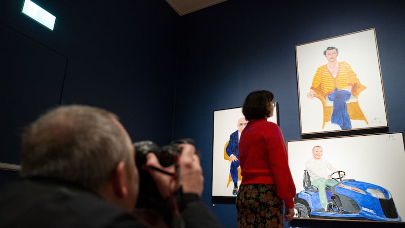 A painting of pop star Harry Styles by David Hockney has gone on display at the National Portrait Gallery as part of a new exhibition dedicated to the artist (Jordan Pettitt/PA)