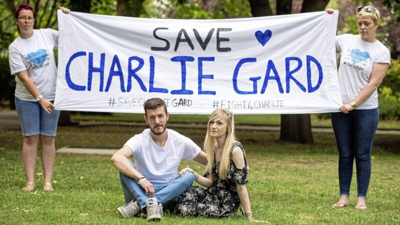 Parents of Charlie Gard, Connie Yates and Chris Gard, in Queen Square, London, ahead of delivering a petition with more than 350,000 signatures to Great Ormond Street Hospital, supporting their case that the terminally-ill baby should be allowed to travel to receive treatment. The couple have asked a High Court judge to carry out a fresh analysis of their case PICTURE: Dominic Lipinski/PA 