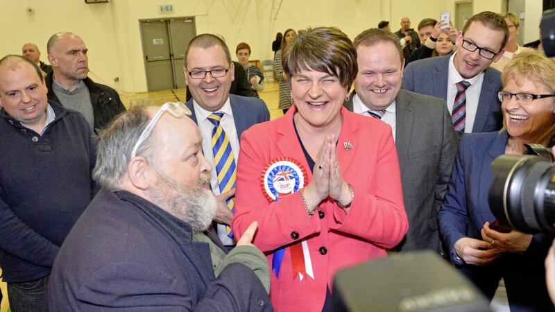 Pictured is First Minister Arlene Foster as she is elected for Fermanagh and South Tyrone. Picture by Mark Marlow/pacemaker press. 
