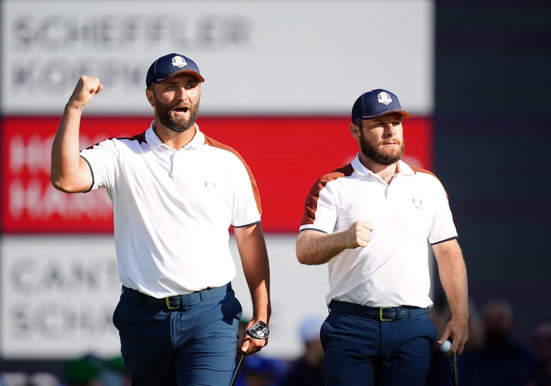Europe’s Jon Rahm and Tyrrell Hatton helped Donald’s side to a convincing Ryder Cup victory over the US