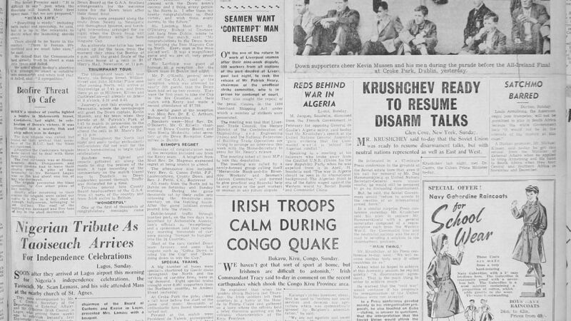 The Irish News of September 26 1960 marks Down's first All-Ireland SFC victory &nbsp;