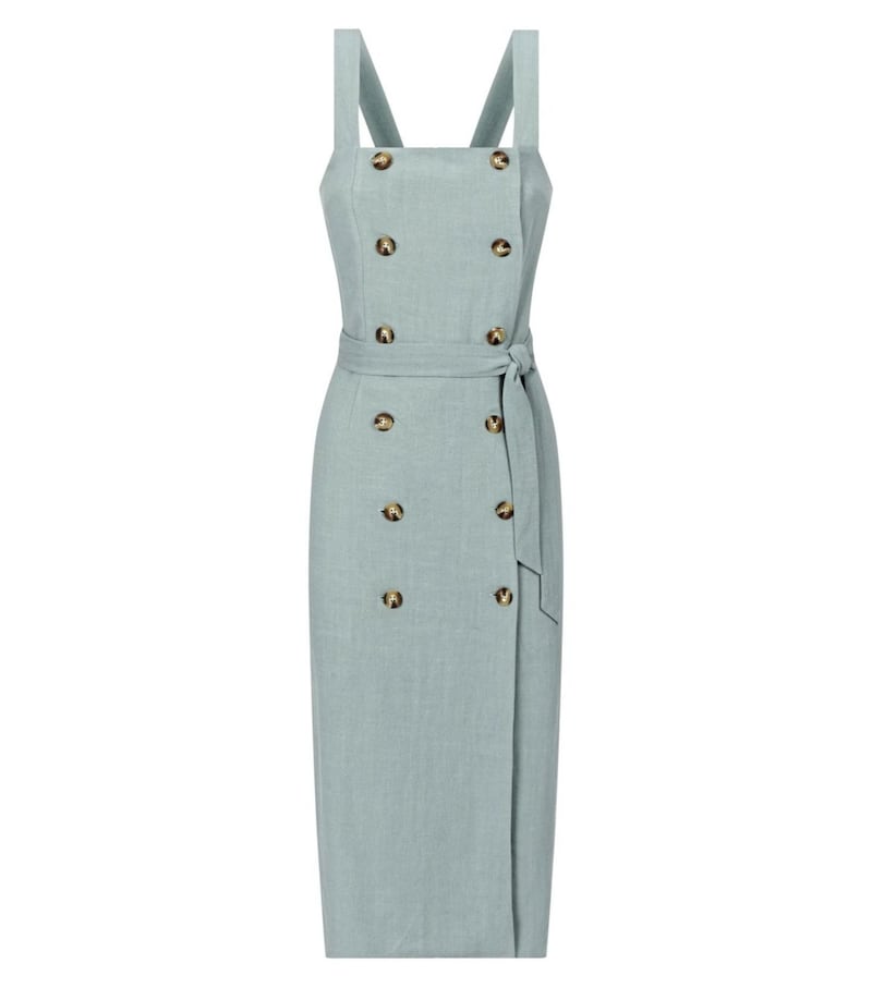 New Look Green Double Breasted Button Front Linen-Look Dress, &pound;24.99 