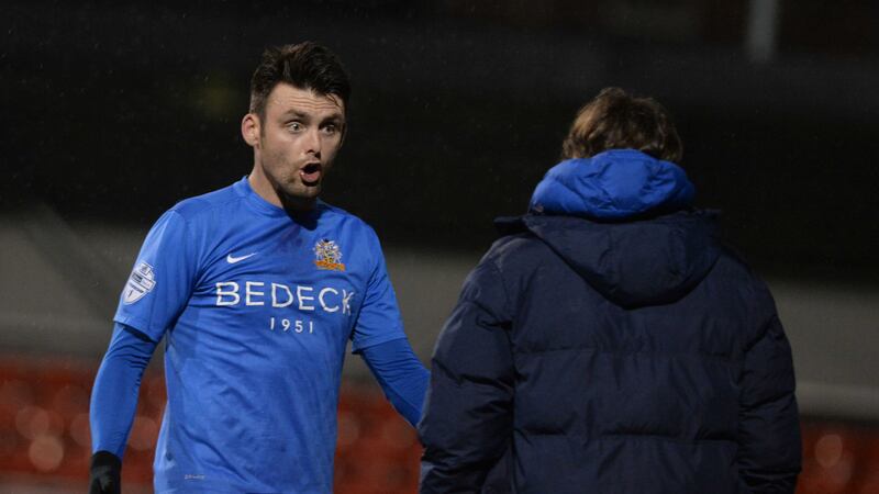 Glenavon's Eoin Bradley was sent-off during Friday's game against Crusaders at Seaview<br/>Picture by Pacemaker&nbsp;