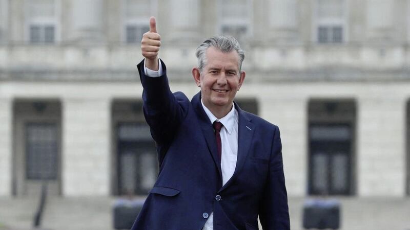 Newly elected DUP leader Edwin Poots outside Stormont. Photo: Brian Lawless/PA Wire. 