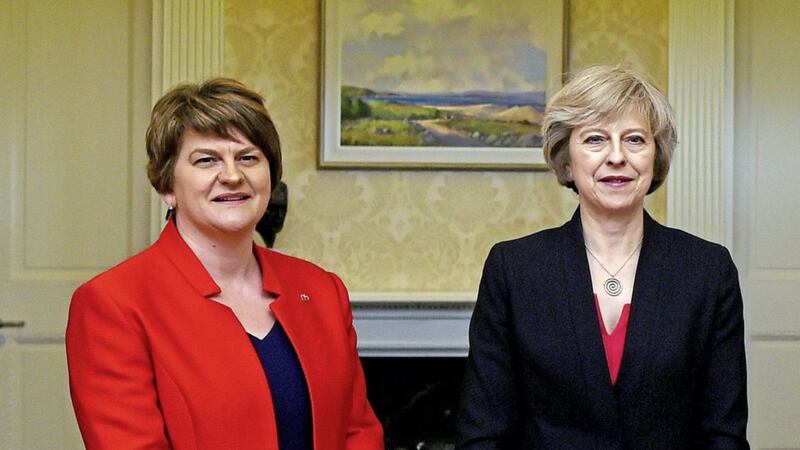 DUP leader, Arlene Foster with British Prime Minister, Theresa May. Photo by Charles McQuillan/PA Wire. 