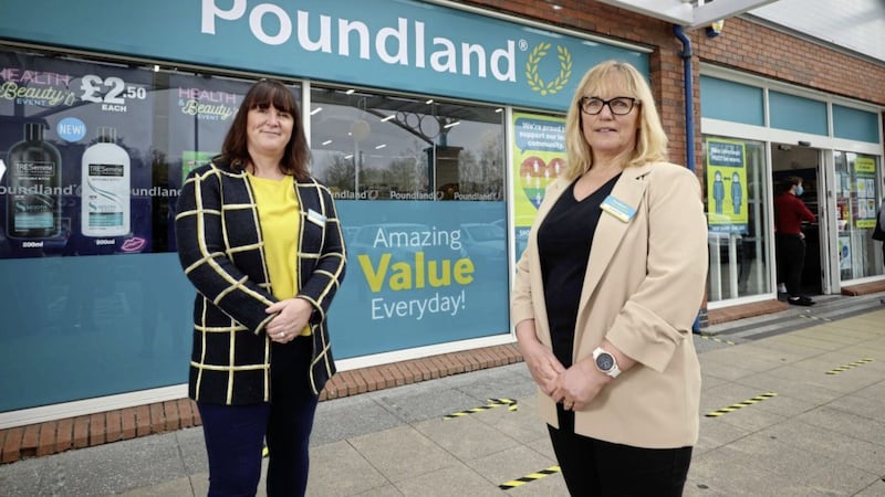 Olivia McLoughlin, Poundland Ireland retail country manager, (left), pictured with Sharon Sheridan, Poundland Ireland retail country manager at the opening of the new Poundland store located in Spires Retail Park, Armagh. 