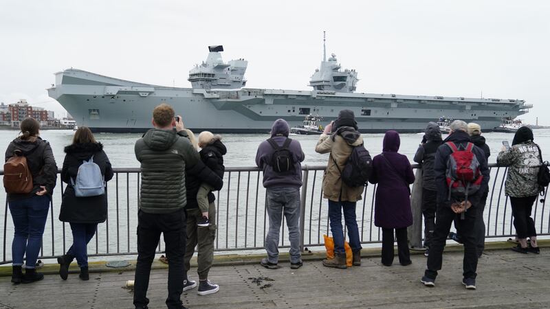 Royal Navy aircraft carrier HMS Prince of Wales returns to her home port of Portsmouth