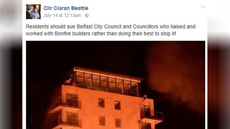 &nbsp;Sinn F&eacute;in councillor Ciaran Beattie urged residents to consider suing his fellow councillors and Belfast City Council in a Facebook post. Picture from Facebook