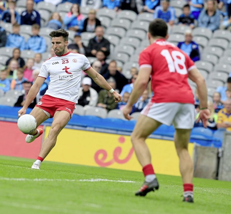 Tiarnan McCann returned to action on Saturday as Tyrone progressed to a third All-Ireland semi-final in-a-row. Picture by Philip Walsh. 