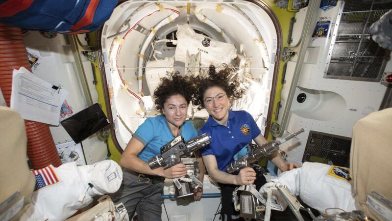 The US president told Christina Koch and Jessica Meir a mission to Mars is not far off.