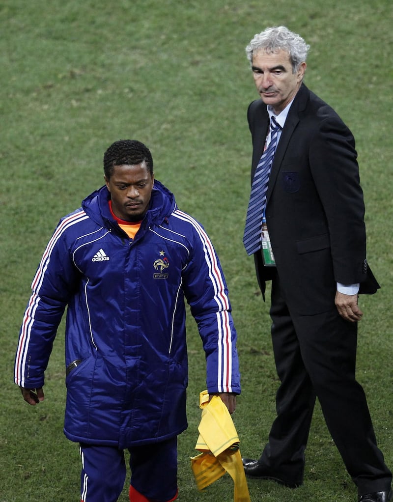 Captain Patrice Evra was dropped to the bench for France's 2010 World Cup opener against South Africa following a row with coach Raymond Domenech