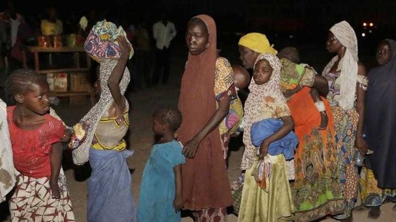 Women and children rescued by Nigeria soldiers from Islamist extremists at Sambisa forest in May