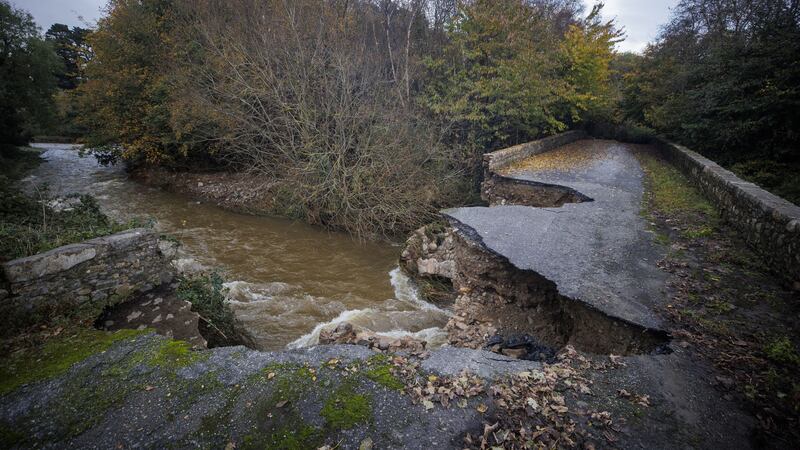 The River Big Bridge partly collapsed overnight after heavy rainfall (Liam McBurney/PA)