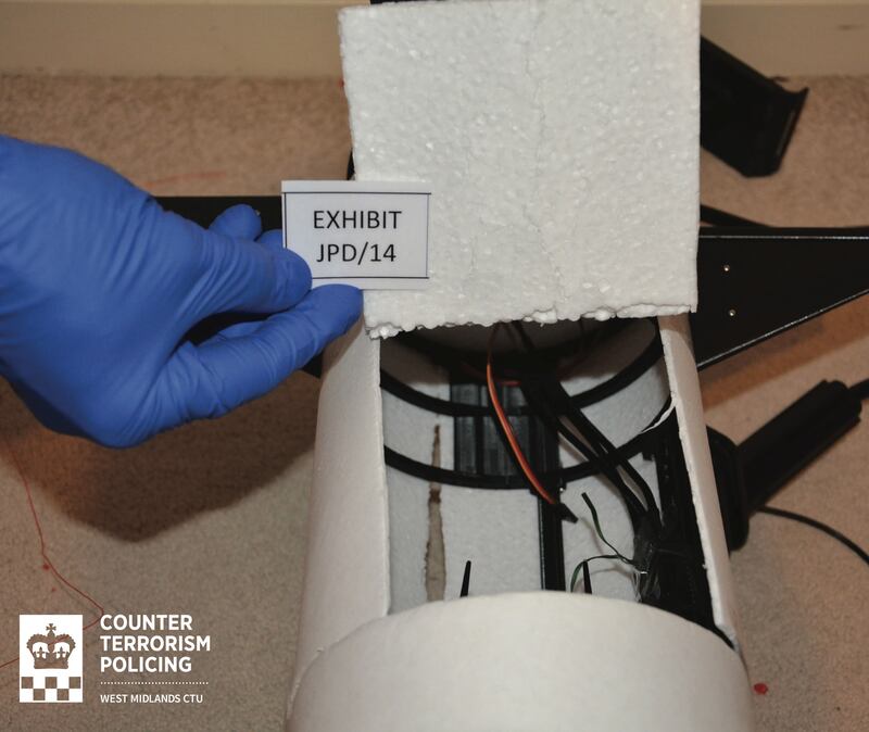 Part of the drone seized by anti-terror officers