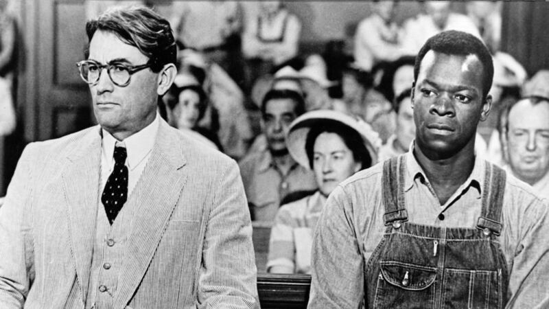Actors Gregory Peck as Atticus Finch and Brock Peters as Tom Robinson in the film &#39;To Kill a Mockingbird&#39;, 1962.  (Photo by Silver Screen Collection/Getty Images). 