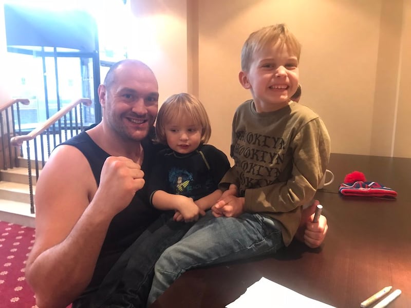 Tyson Fury with Zachary, 3, and Oliver, 7.