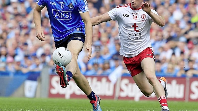 Tyrone&#39;s Kieran McGeary in action during the the 2018 All-Ireland final. Photo: Philip Walsh. 