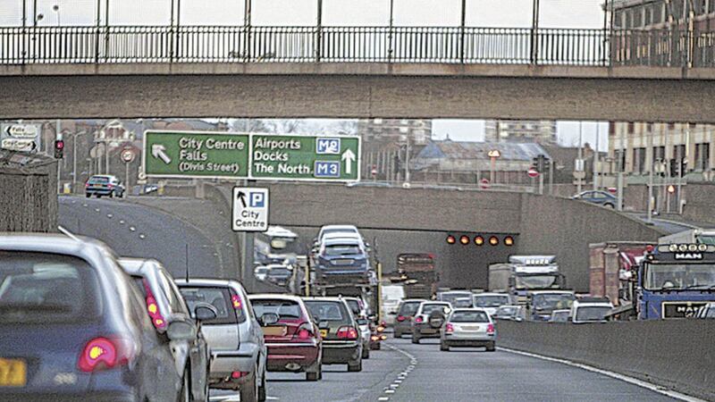 Traffic builds up on the Westlink during rush hour 