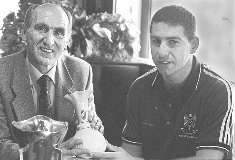Legendary Queen&#39;s coach Dessie Ryan inspired so many players. Ryan (left) pictured with former Queen&#39;s team captain Diarmaid Marsden 