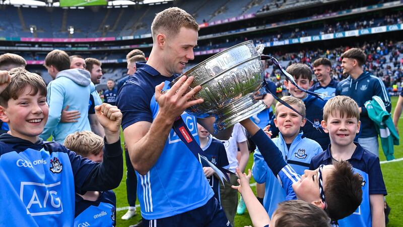 Paul Mannion with the Delaney Cup after Dublin's win over Louth