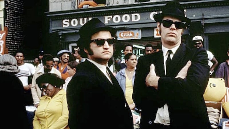 Jake and Elwood, John Belushi and Dan Aykroyd, in John Landis&#39;s magnificently silly The Blues Brothers 