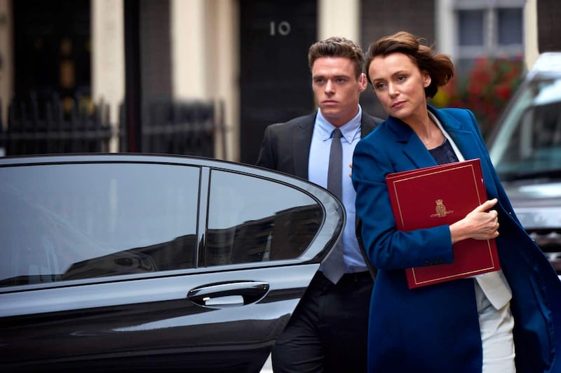 Richard Madden as David Budd and Keeley Hawes as Julia Montague in Bodyguard 