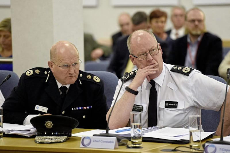 Former Durham Constabulary chief constable Mike Barton (left) and ex PSNI chief  George Hamilton  