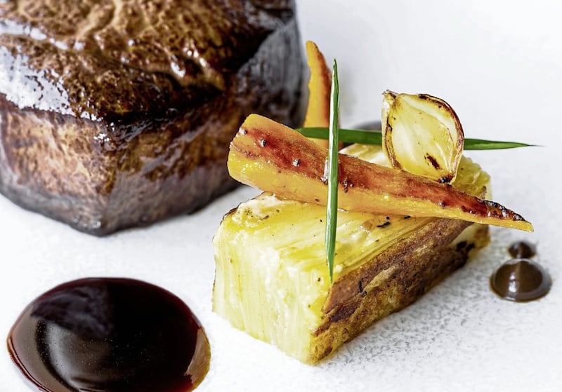 Fillet of beef served with dauphonoise potatoes 