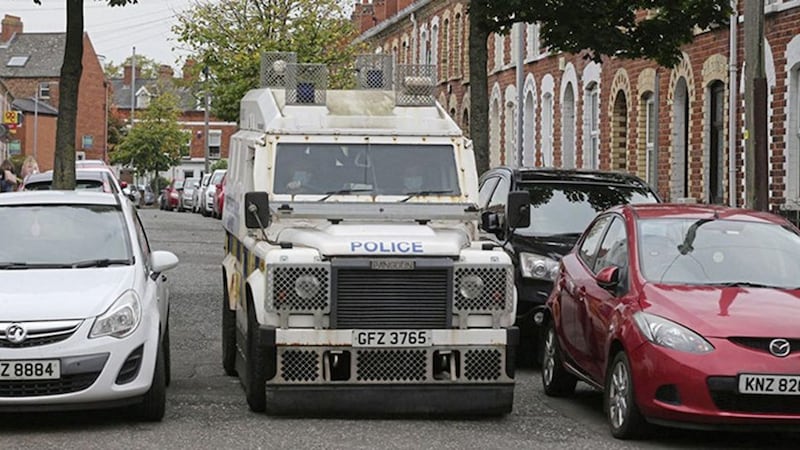 Police patrol the Holylands area of south Belfast. Picture by Mal McCann. 