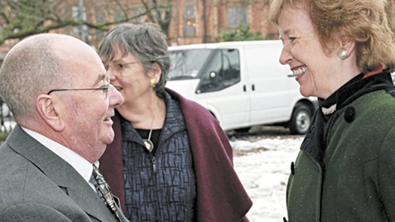 A life-long human rights&#39; activist, Vincent McCormack met former Irish President, Mary Robinson at an event celebrating his late wife, Inez McCormack&#39;s life in 2013. Photograph by Brian Thompson/Press Eye/PA Wire 