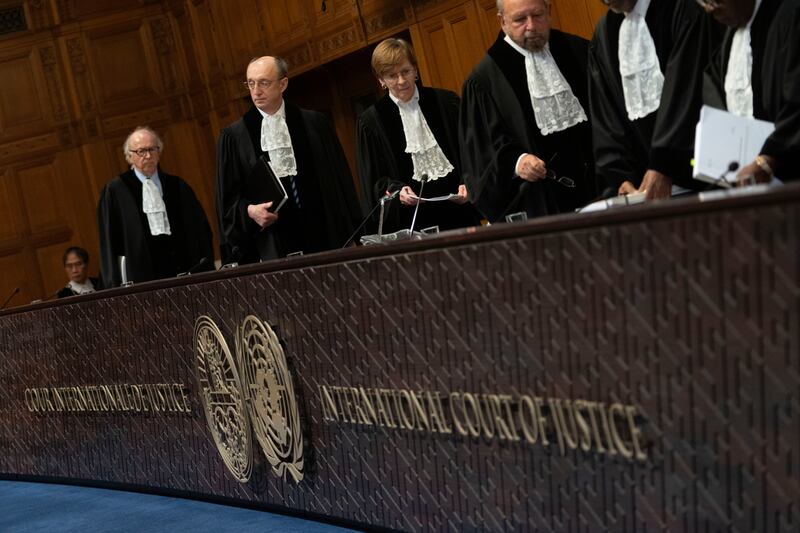 Judges at the United Nations top court in The Hague (Peter Dejong/AP)