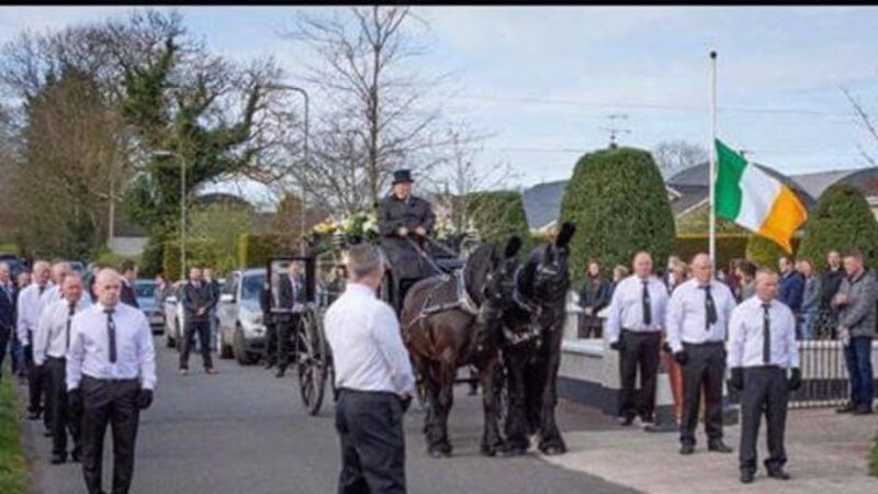 One of several images that have appeared online appearing to show a lack of social distancing taking place at Francie McNally\'s funeral