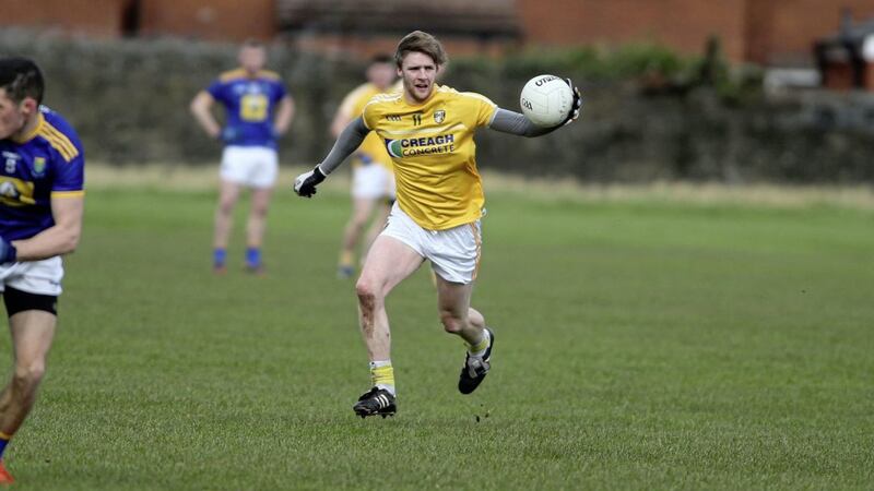 O&#39;Donovan Rossa and Antrim player Stephen Beatty. Picture by Seamus Loughran. 
