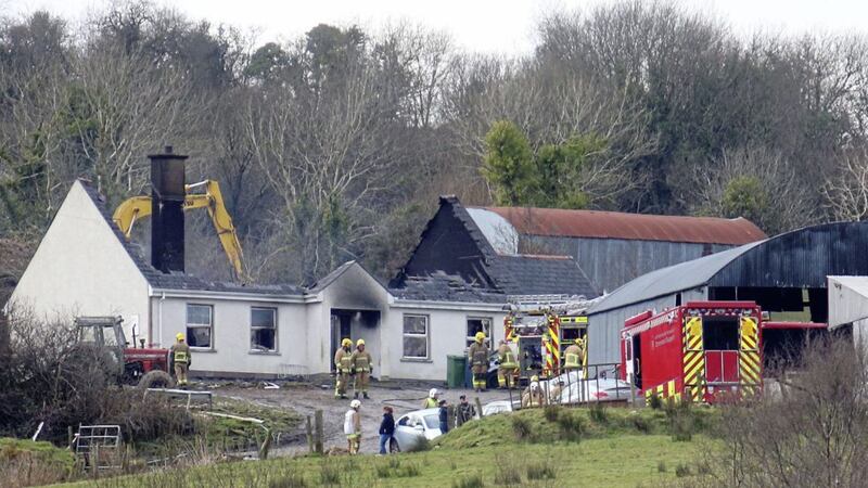 Police believe the fire at the farmhouse in Derrylin was started deliberately. Picture by Mal McCann 