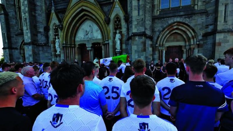 <span style="color: rgb(38, 34, 35); font-family: Arial, Verdana;  font-style: italic; background-color: rgb(244, 244, 244);">Mourners attend the funeral for Monaghan U20 captain Brendan &Oacute;g &Oacute; Dufaigh at St Macartan's Cathedral in Monaghan last week. Picture by Niall Carson/PA</span>