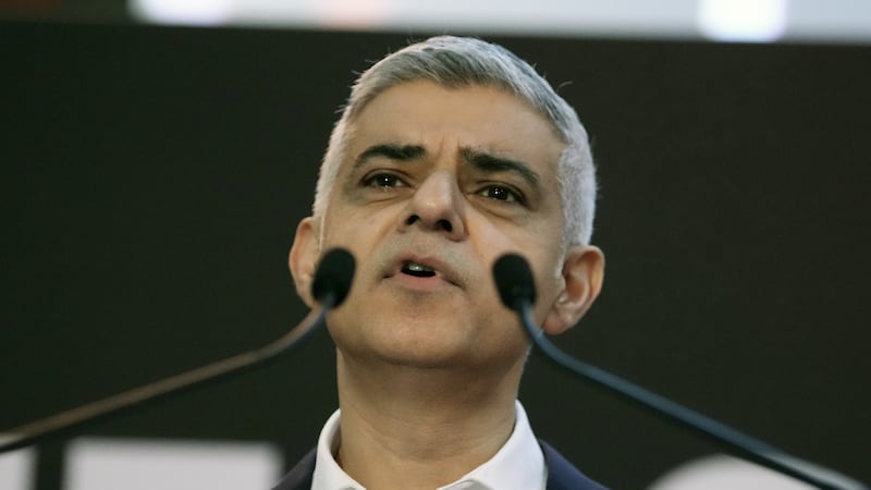 London Mayor Sadiq Khan during his speech to the Fabian Society conference in central London