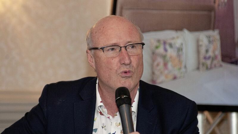 Garvagh-born hotel Ian Taylor, who with his wife Christa owns the Kaleidoscope Collection of boutique hotels in Bath, addresses the Hospitality Exchange lunch in Belfast&#39;s Crowne Plaza Hotel yesterday. 
