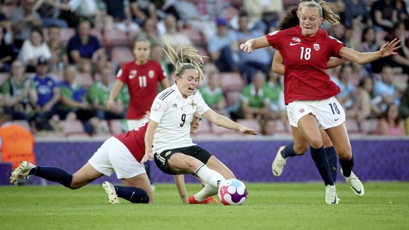 Northern Ireland's Simone Magill sustains the knee injury which ended her Euros campaign early. Photo by William Cherry/Presseye