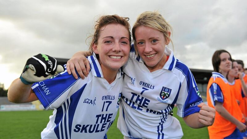 Latton captain Lavin Connolly (right) during her playing days with Monaghan &nbsp;