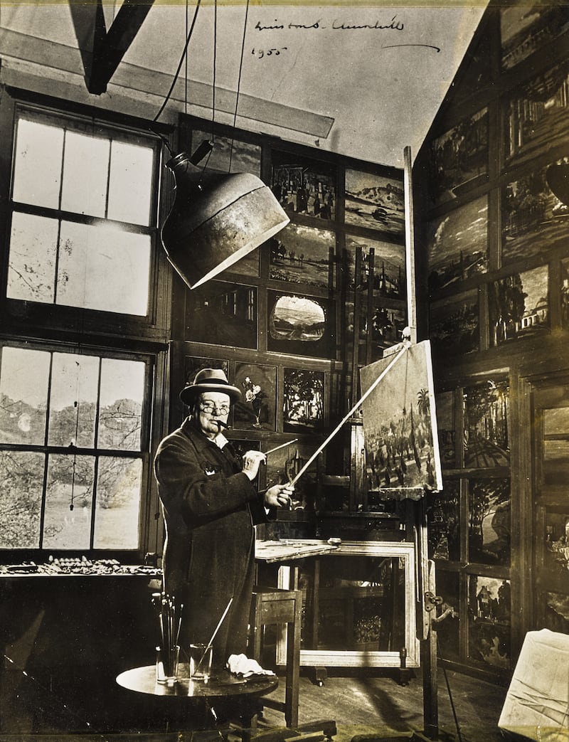 Winston Churchill in his studio at Chartwell (Sotheby's)