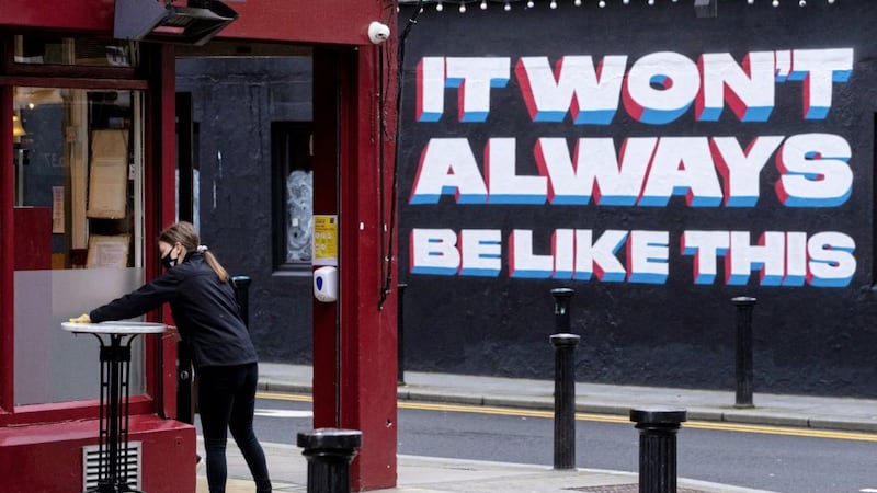 Lockdown has taken its toll on many people, particularly those living alone. Pictured is a mural by Emmalene Blake in Dublin&#39;s city centre quoting a song title by Irish rock band &#39;Inhaler&#39;. Photo: Brian Lawless/PA Wire. 