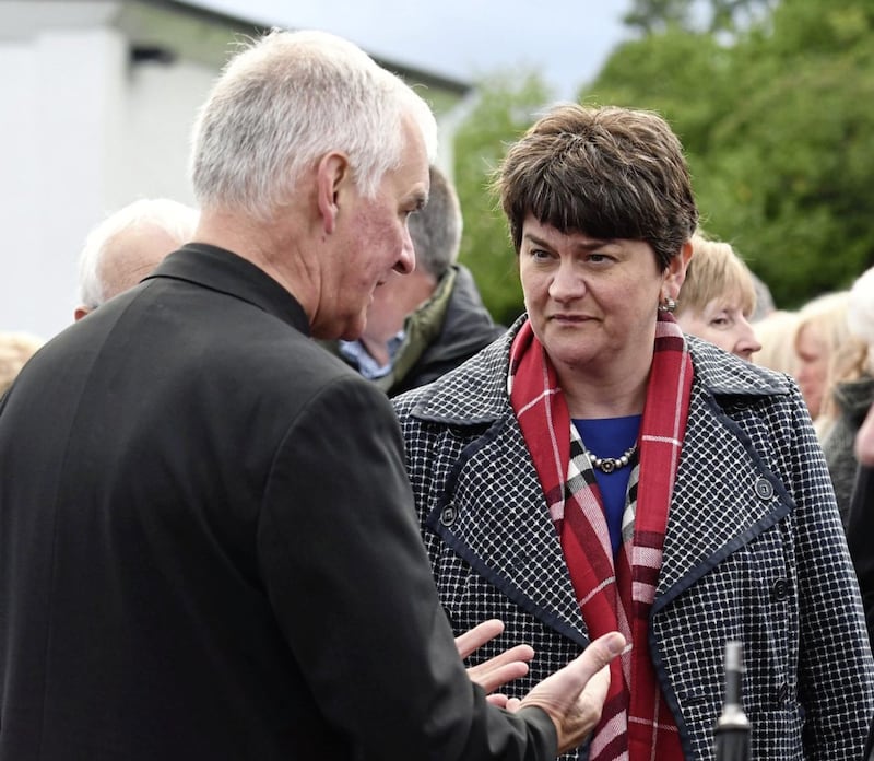 DUP Leader Arlene Foster during a memorial service to mark the 45th Anniversary of the Claudy bombing - an IRA attack which killed nine people. Picture by Colm Lenaghan, Pacemaker 