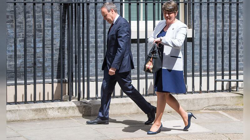 &nbsp;DUP leader Arlene Foster and deputy leader Nigel Dodds. Picture by&nbsp;Dominic Lipinski/PA Wire