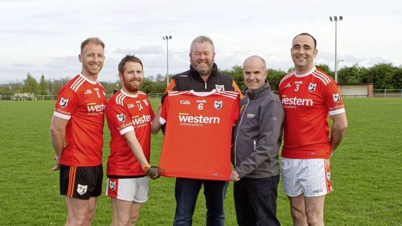 Brocagh Emmett&rsquo;s would like to thank Western Building Systems for sponsoring the senior and reserve teams for the next three years. Pictured at the jersey presentation are Declan McCloskey (Western Building Systems) and Oliver Robinson (club chairperson), Sean Davidson (reserve team manager), as well as players Barry Donnelly, Ciaran Campbell, Mel McMahon and Ryan Canavan 