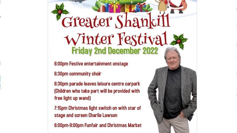 Charlie Lawson will turn on the Christmas lights at Greater Shankill Winter Festival  