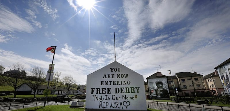 Community disgust at the murder of journalist Lyra McKee was evident in the message painted on Free Derry Wall. Picture by Margaret McLaughlin 