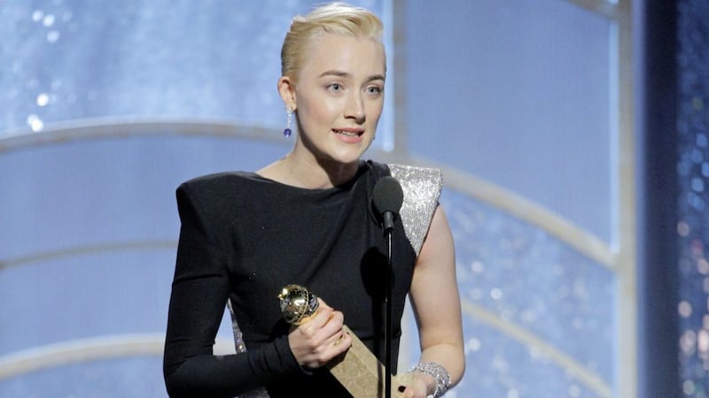 Saoirse Ronan accepting her best actress award for her role in Lady Bird earlier this year 
