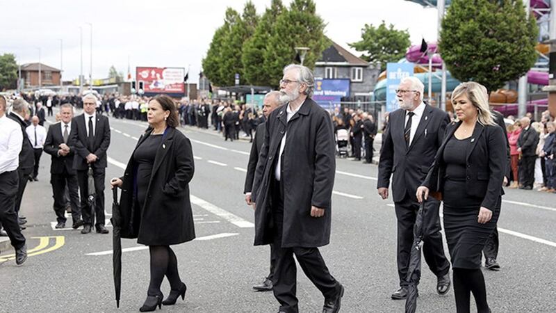 The funeral of senior republican Bobby Storey was attended by Sinn F&eacute;in leader Mary Lou McDonald, former leader Gerry Adams and Deputy First Minister Michelle O&#39;Neill. Picture by Pacemaker Press 