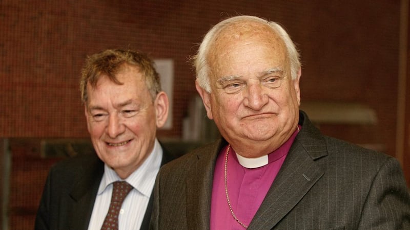 Lord Robin Eames, pictured right, co-chaired the Consultative Group on the Past with Denis Bradley, pictured left, nine years ago